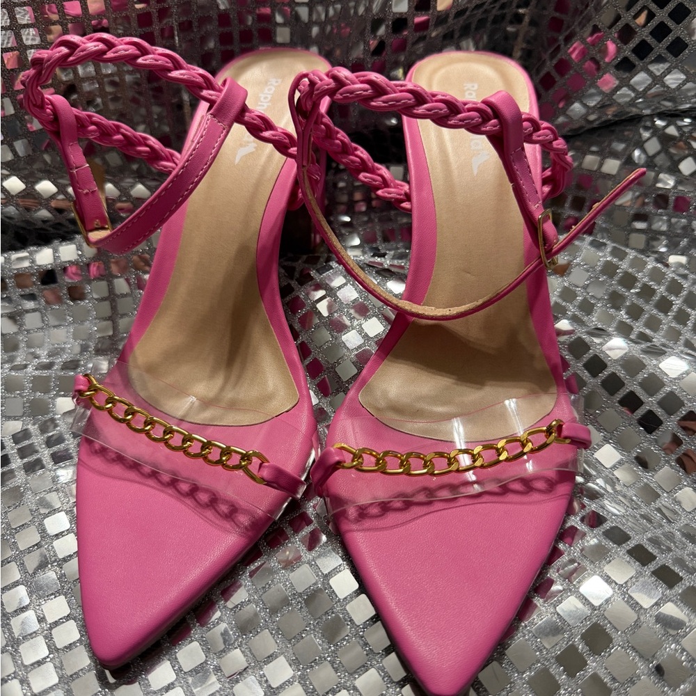 Raphaela Pink Heels with Gold Chain